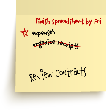 Expense spreadsheet contract sticky reminder